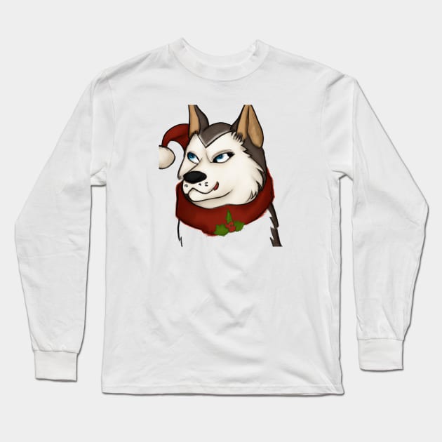 Cute Siberian Husky Drawing Long Sleeve T-Shirt by Play Zoo